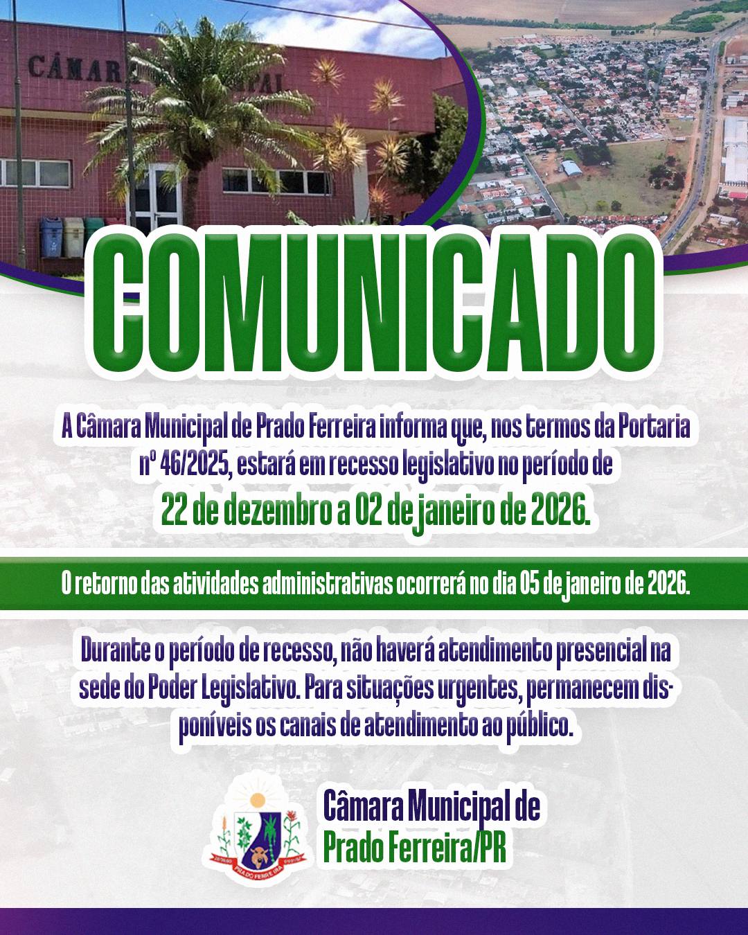 Câmara Municipal em recesso